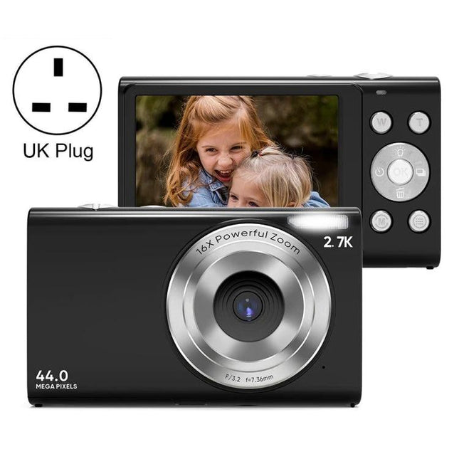 Compact Digital Camera for Kids' Everyday Photo Adventures - black 44MP palm-sized camera with 1080P video, 16x zoom and simple controls
