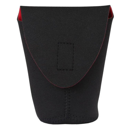 Neoprene Protective Storage Bag for 90mm Camera Lenses black neoprene sleeve with red lining, padded protective pouch for travel and storage