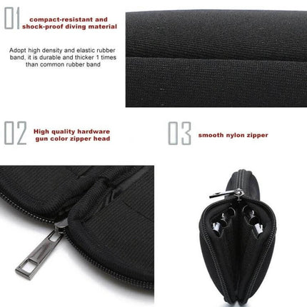 3-in-1 Neoprene Storage Bag for U Disk and Tech Cables black neoprene case with smooth zipper and multiple compartments