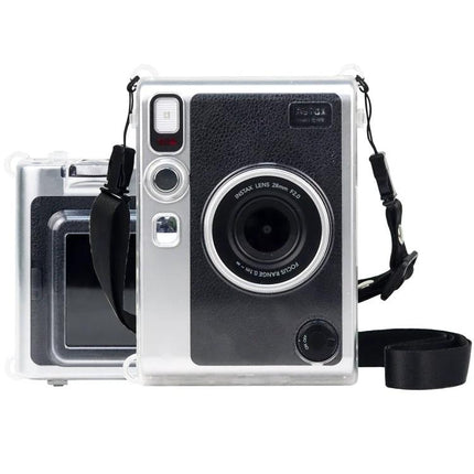 Crystal Protective Case with Strap for Fujifilm Instax Mini EVO - clear protective camera case with adjustable black strap