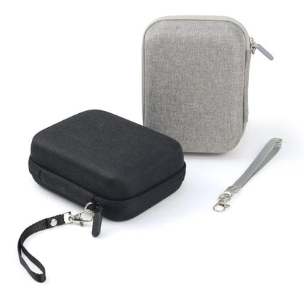 Hard Case Storage Bag for Fujifilm Instax Mini Evo Camera in black and gray with wrist strap, protective travel case