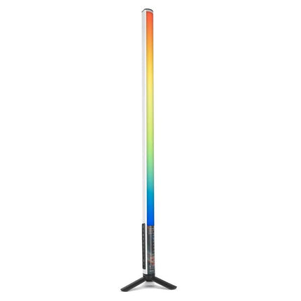 LUXCeO Mood1 85cm RGB LED Stick Light for Video and Photo displaying full-spectrum RGB gradient on tripod stand for studio and ambient lighting