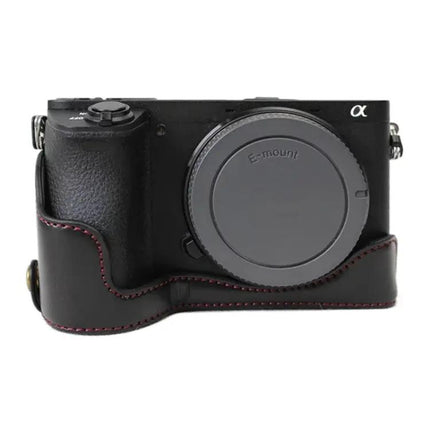 PU Leather Half Case for Sony A6500 Camera Protection