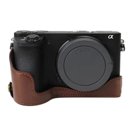 PU Leather Half Case for Sony A6500 Camera Protection