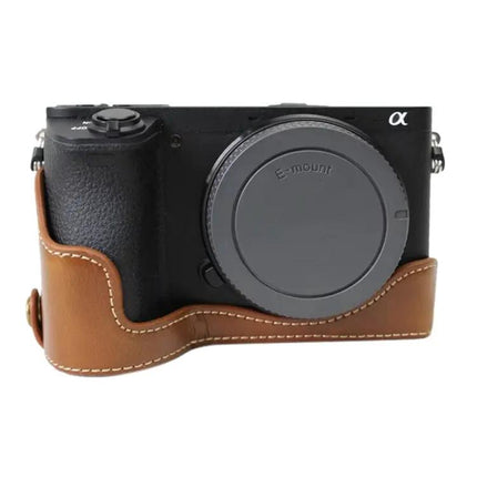 PU Leather Half Case for Sony A6500 Camera Protection
