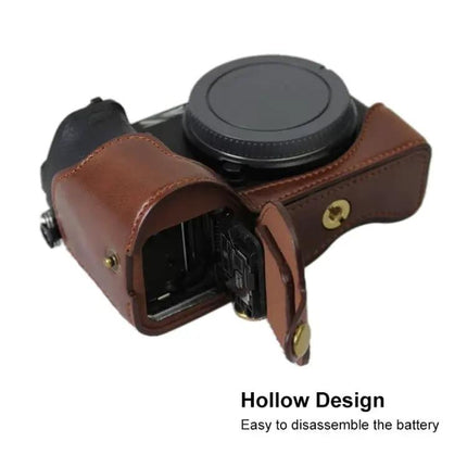 PU Leather Half Case for Sony A6500 Camera Protection