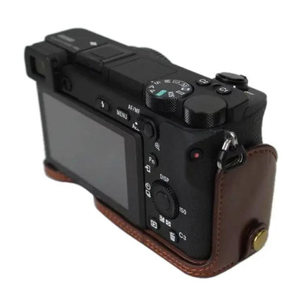 PU Leather Half Case for Sony A6500 Camera Protection