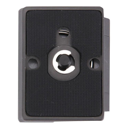 Fittest Aluminium Alloy Quick Release Plate for Manfrotto Tripod Heads - top view of black aluminum camera quick release plate with rubber pad