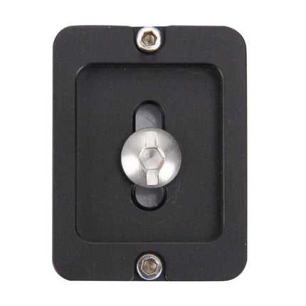 Alt Tag: Fittest Universal Aluminum Quick Release Plate for Cameras top view showing Arca-compatible screw and anti-slip recess