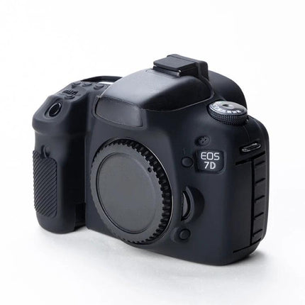 Protective Soft Silicone Case for Canon EOS 7D, Ideal for Daily Use - black silicone protective cover on camera body