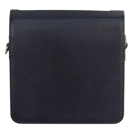 FUJIFILM Instax Link WIDE Protective PU Leather Case with Strap in black, front view showing flap and stitching, adjustable strap attachments