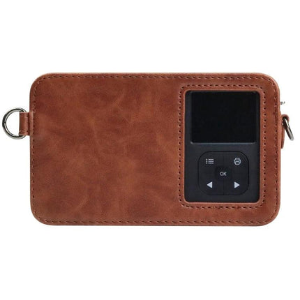PU Leather Protective Case for Kodak Mini Shot2 Retro Camera with Strap - brown PU leather case showing rear display cutout and strap ring