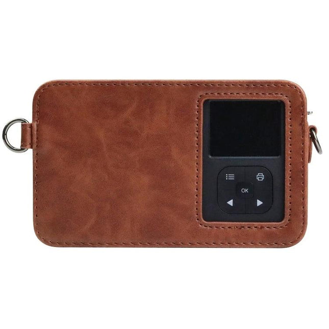 PU Leather Protective Case for Kodak Mini Shot2 Retro Camera with Strap - brown PU leather case showing rear display cutout and strap ring