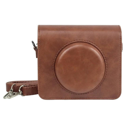 Protective PU Leather Case for Kodak Mini Shot 3 Square Retro Camera with Strap - brown PU leather camera case with detachable strap