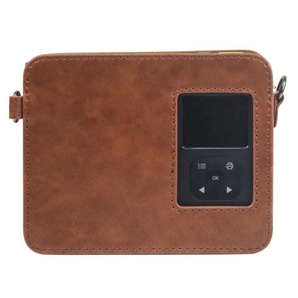 Protective PU Leather Case for Kodak Mini Shot 3 Square Retro Camera with Strap - brown PU leather cover with front display cutout and strap
