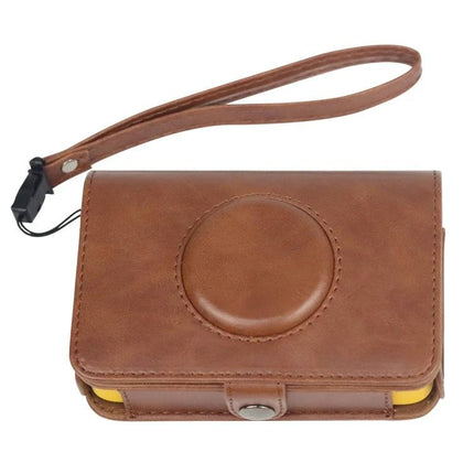 Kodak Printomatic PU Leather Camera Case with Strap in brown with wrist strap protecting instant camera