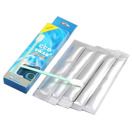 Set of 6 Cleaning Swab Sticks for Camera and Screen Cleaning - six individually sealed camera sensor and screen cleaning swabs