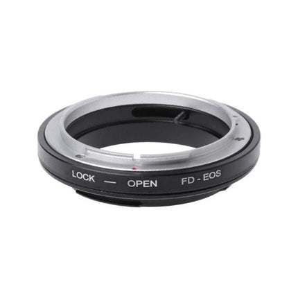 Canon FD to EOS Manual Lens Mount Adapter for Photography, black silver FD-EOS adapter shown