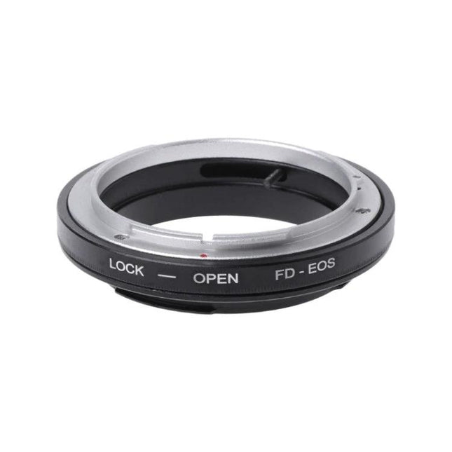 Canon FD to EOS Manual Lens Mount Adapter for Photography, black silver FD-EOS adapter shown