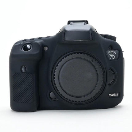 Soft and Protective Silicone Case for Canon DSLR Cameras — black silicone protective cover fitted on Canon EOS camera body