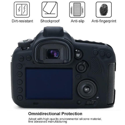 Soft and Protective Silicone Case for Canon DSLR Cameras on black Canon camera showing rear controls and screen, dirt-resistant shockproof anti-fingerprint protection