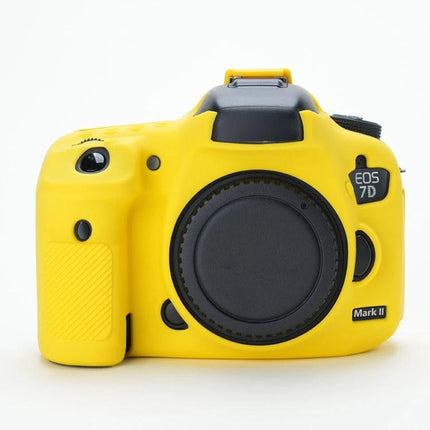 Soft and Protective Silicone Case for Canon DSLR Cameras yellow fitted on EOS 7D Mark II body, scratch and impact protection