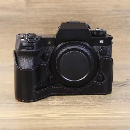 PU Leather Half Case for Fujifilm XH2S Camera with Tripod Thread