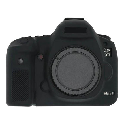 Soft Silicone Protective Case for Canon EOS 5DS Camera fitted on a black DSLR body, snug stretchable silicone cover protecting buttons and grip