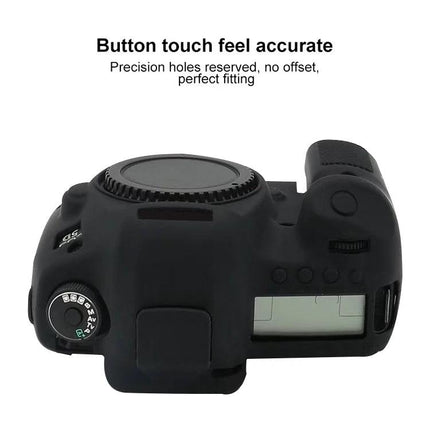 Soft Silicone Protective Case for Canon EOS 5DS Camera — black stretchable silicone cover with precise button and dial cutouts