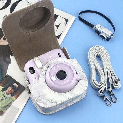 Marble Leather Case for Fujifilm Instax Mini Cameras with Strap protecting lavender Instax Mini camera, waterproof PU marble design