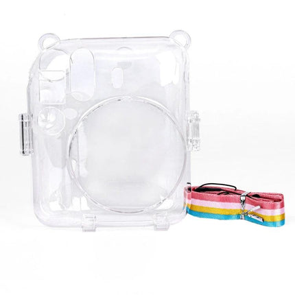 Protective Crystal Hard Case with Strap for Fujifilm Instax Mini 12 transparent protective camera shell with rainbow strap