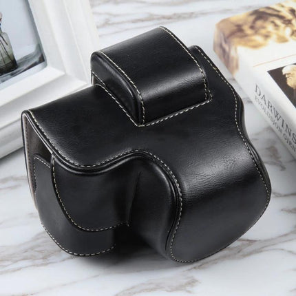 Full Body Leather Camera Case for Nikon Z50 and Z30 Models - black protective leather case for travel and outdoor shooting