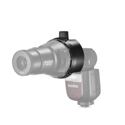 Godox AK-R25 Square Flash Head Adapter for AK-R21 Projection mounted on Godox flash for square head integration
