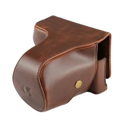 PU Leather Protective Case for Sony NEX-7 Camera with Strap brown compact durable PU leather case with snap closure