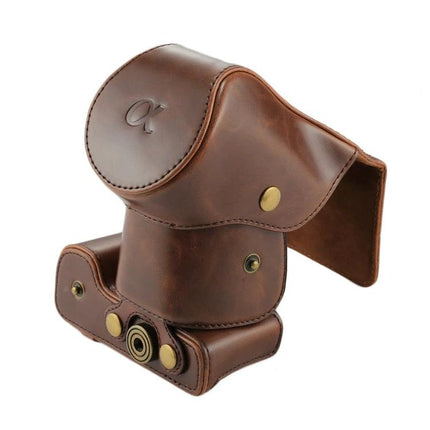 PU Leather Protective Case for Sony NEX-7 Camera with Strap brown vintage-style PU leather protective case with strap, dust and impact protection