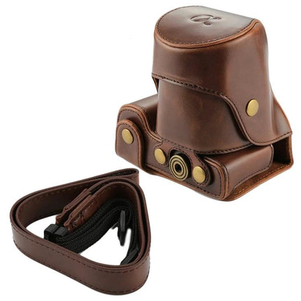 PU Leather Protective Case for Sony NEX-7 Camera with Strap, brown durable PU leather half-case with matching strap