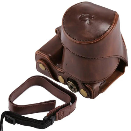 PU Leather Protective Case with Strap for Sony Cameras