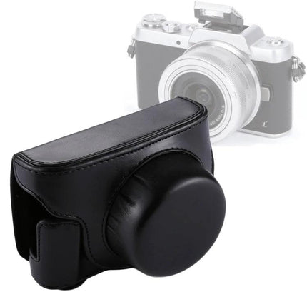 Full Body PU Leather Protective Case for Panasonic Lumix GF7 - black camera cover protecting lens and body, easy access, dust and scratch resistant