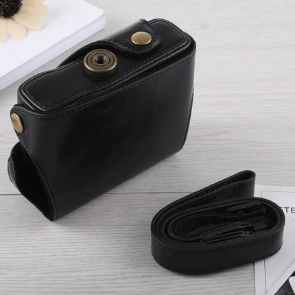 PU Leather Protective Case with Strap for Canon G16 Camera, black PU leather camera case with detachable strap for travel protection