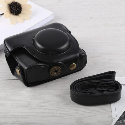 PU Leather Protective Case with Strap for Canon G16 Camera in black PU leather with detachable shoulder strap