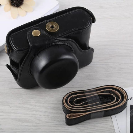 PU Leather Camera Case with Strap for Fujifilm X100F Protection in black PU leather with removable strap shown