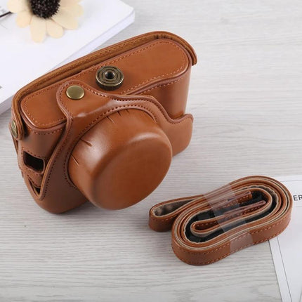 PU Leather Camera Case with Strap for Fujifilm X100F Protection - brown PU leather protective camera case with removable strap