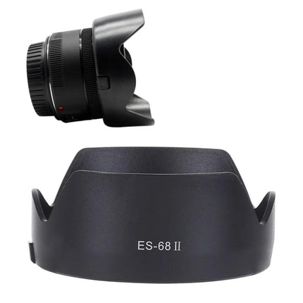 Durable Lens Hood for Shading and Protecting Canon 50mm Lenses – black PVC petal hood ES-68 II for reduced flare and lens protection