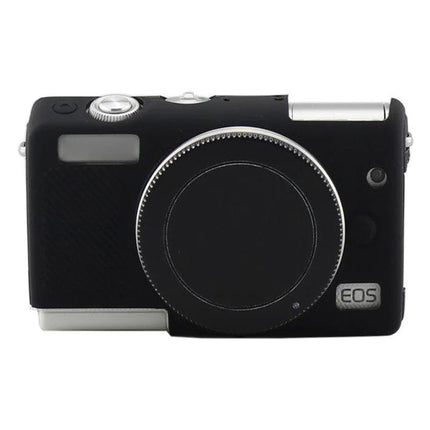 Soft Silicone Protective Case for Canon EOS M100 Camera shown fitted on a black Canon EOS M100 for travel protection