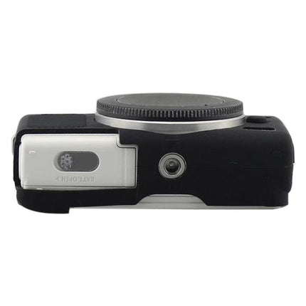 Soft Silicone Protective Case for Canon EOS M100 Camera in black, snug fit showing bottom and battery compartment access