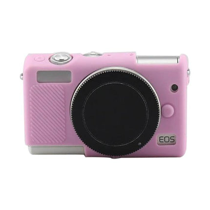 Soft Silicone Protective Case for Canon EOS M100 Camera pink silicone cover fitted on EOS M100 body, protects from scratches and impacts