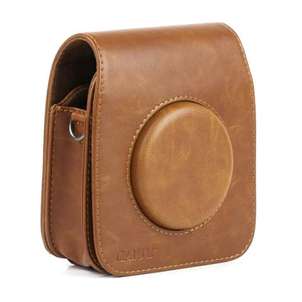 Vintage PU Leather Protective Case for FUJIFILM Instax SQ10 Camera in brown PU leather with front lens cover and secure snap closure