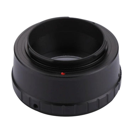 Lens Adapter for Connecting M42 Lenses to Sony NEX Cameras black metal adapter showing mount and red alignment dot
