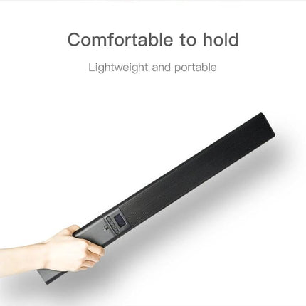 LUXCeO P6 Handheld RGB LED Light for Photography shown lightweight and comfortable to hold with Bluetooth control