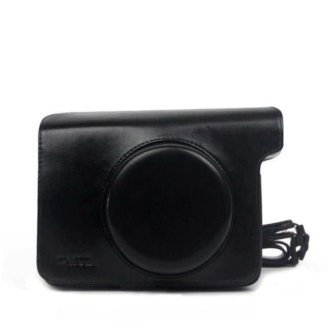 Vintage PU Leather Case for Polaroid W300 Instant Camera with Strap - black protective PU leather camera case with adjustable strap